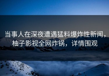 当事人在深夜遭遇猛料爆炸性新闻，柚子影视全网炸锅，详情围观