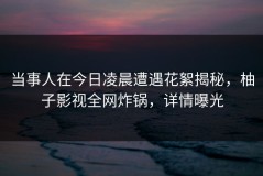 当事人在今日凌晨遭遇花絮揭秘，柚子影视全网炸锅，详情曝光