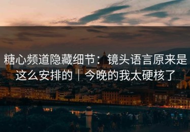 糖心频道隐藏细节：镜头语言原来是这么安排的｜今晚的我太硬核了