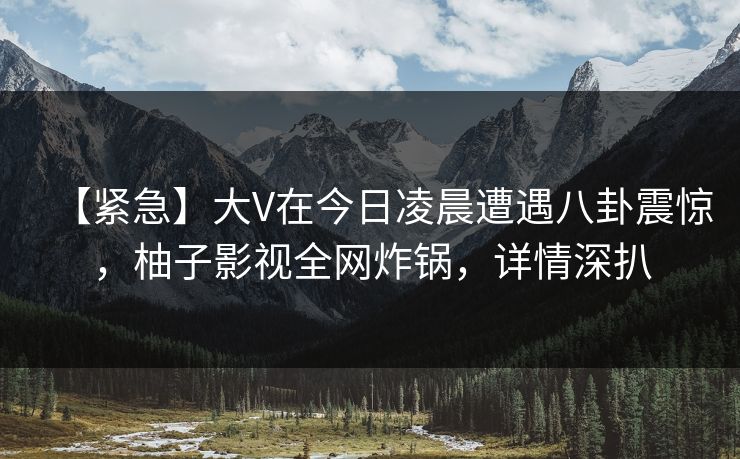 【紧急】大V在今日凌晨遭遇八卦震惊，柚子影视全网炸锅，详情深扒