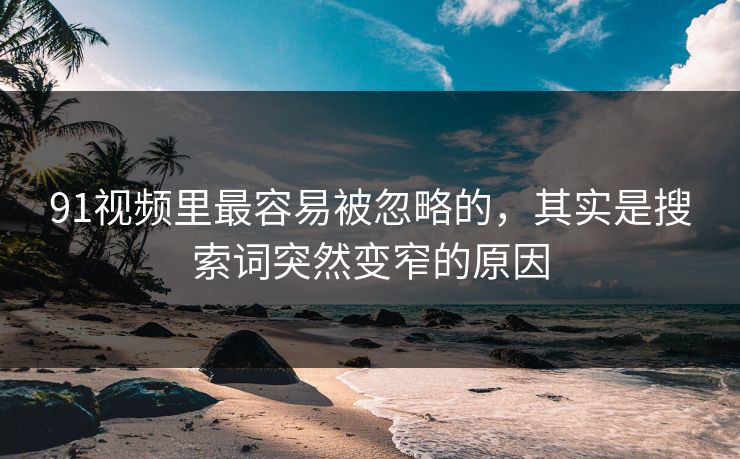 91视频里最容易被忽略的，其实是搜索词突然变窄的原因