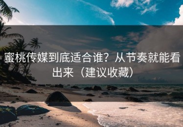 蜜桃传媒到底适合谁？从节奏就能看出来（建议收藏）